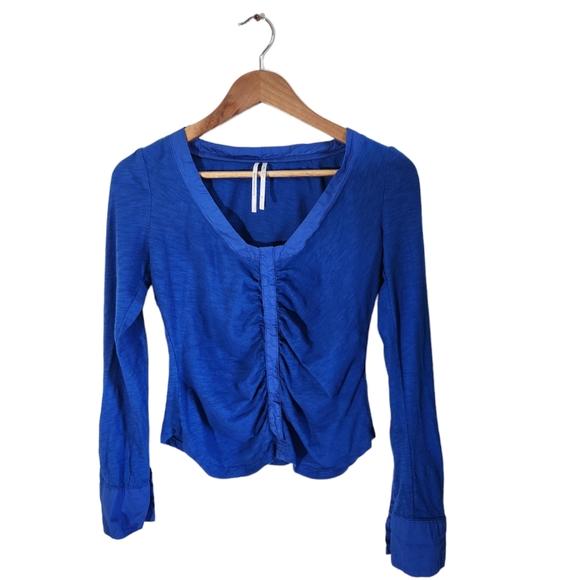 Anthropologie Shirred Top Women King Blue Color Size S - Picture 7 of 12